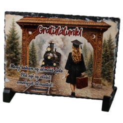 Placa ardezie absolvire "Menj batran...Gratulalok!" 19 x 14 cm