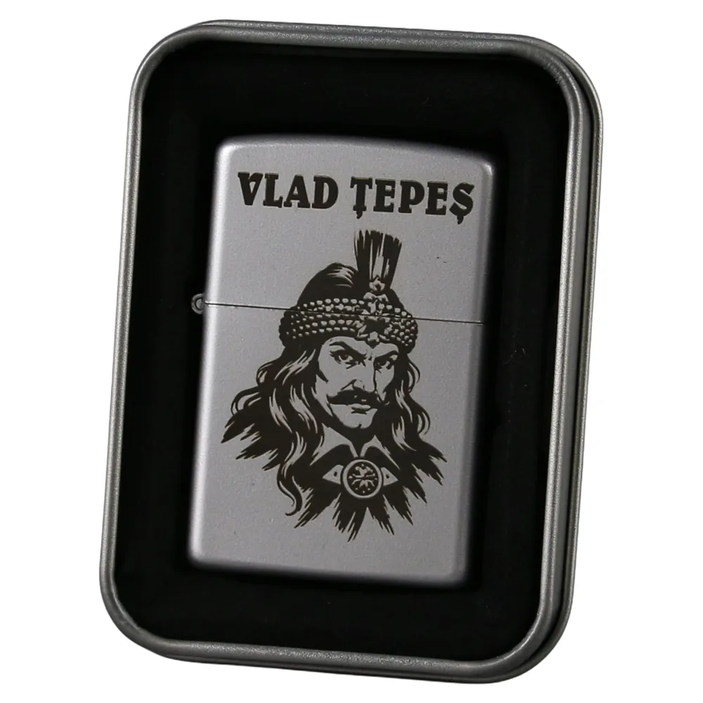 Bricheta metalica gravata "Vlad Tepes" 3.5 x 5.5 cm
