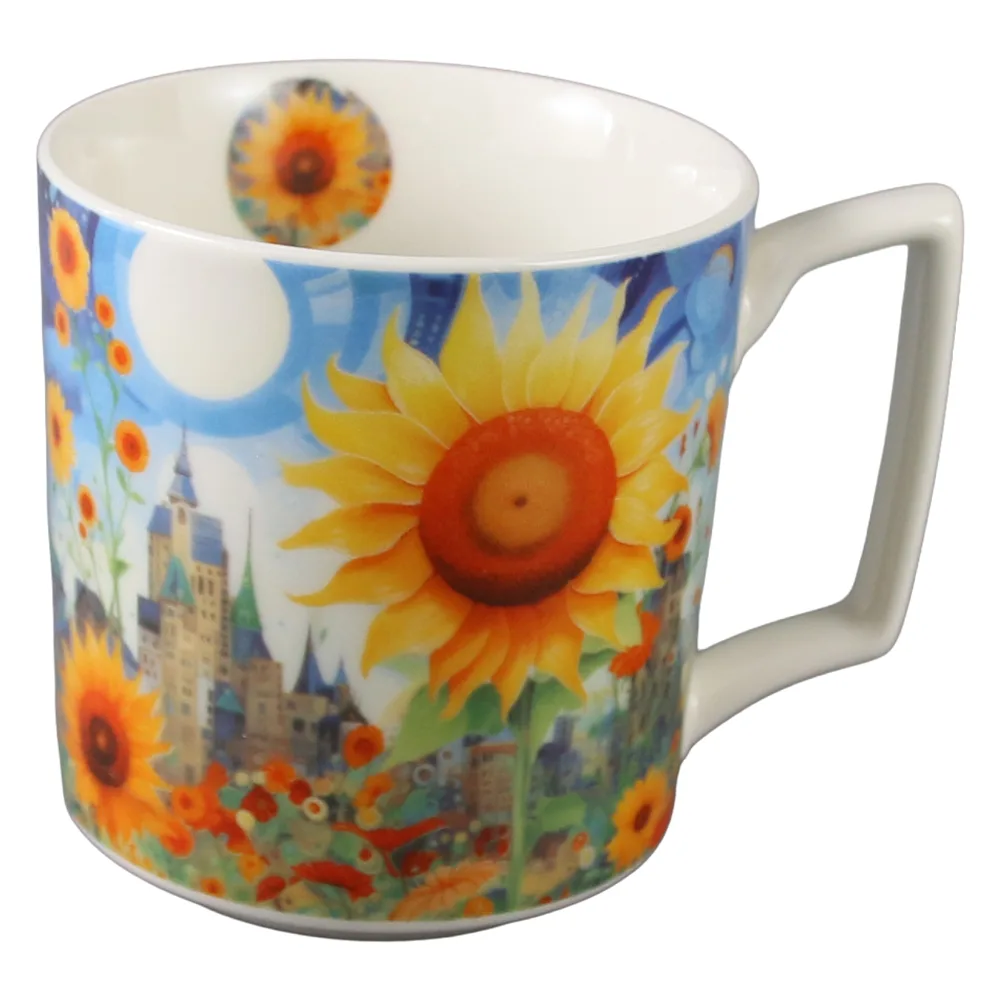 Cana din portelan 450 ml " Modern Sunflower" in cutie decorativa