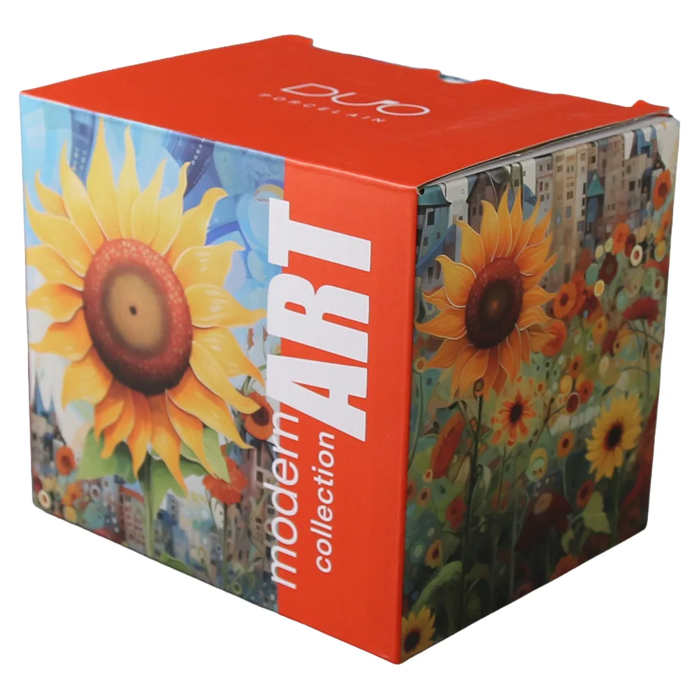Cana din portelan 450 ml " Modern Sunflower" in cutie decorativa