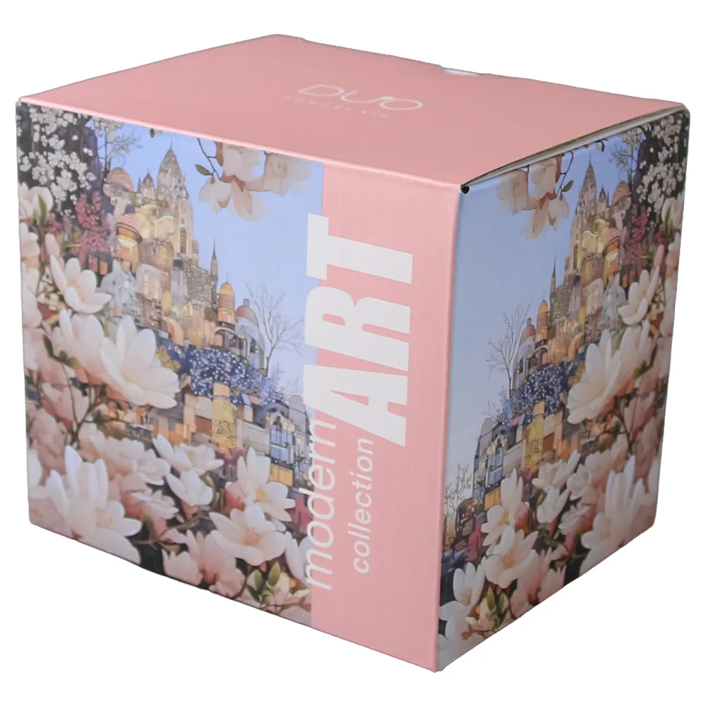 Cana din portelan 450 ml " Modern city of magnolias" in cutie decorativa Cana din portelan 450 ml " Modern city of magnolias" in cutie decorativa
