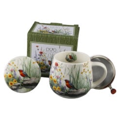 Cana portelan cu infuzor metalic si capac 430 ml "July" in cutie decorativa