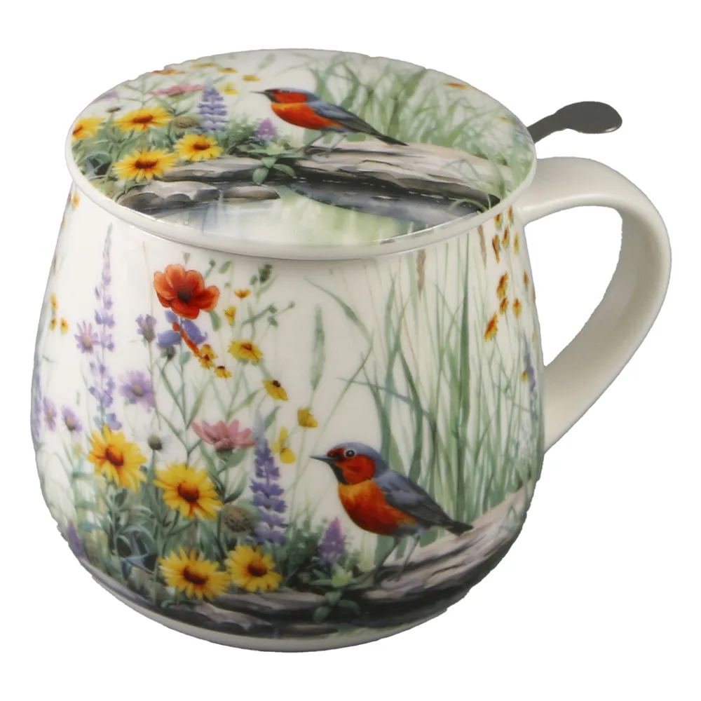 Cana portelan cu infuzor metalic si capac 430 ml "July" in cutie decorativa Cana portelan cu infuzor metalic si capac 430 ml "July" in cutie decorativa