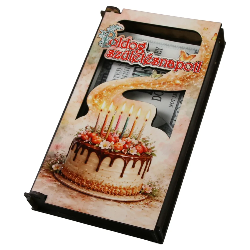 Caseta cadou din lemn pentru bani "Boldog Szuletesnapot" 17.5 x 10 cm Caseta cadou din lemn pentru bani "Boldog Szuletesnapot" 17.5 x 10 cm