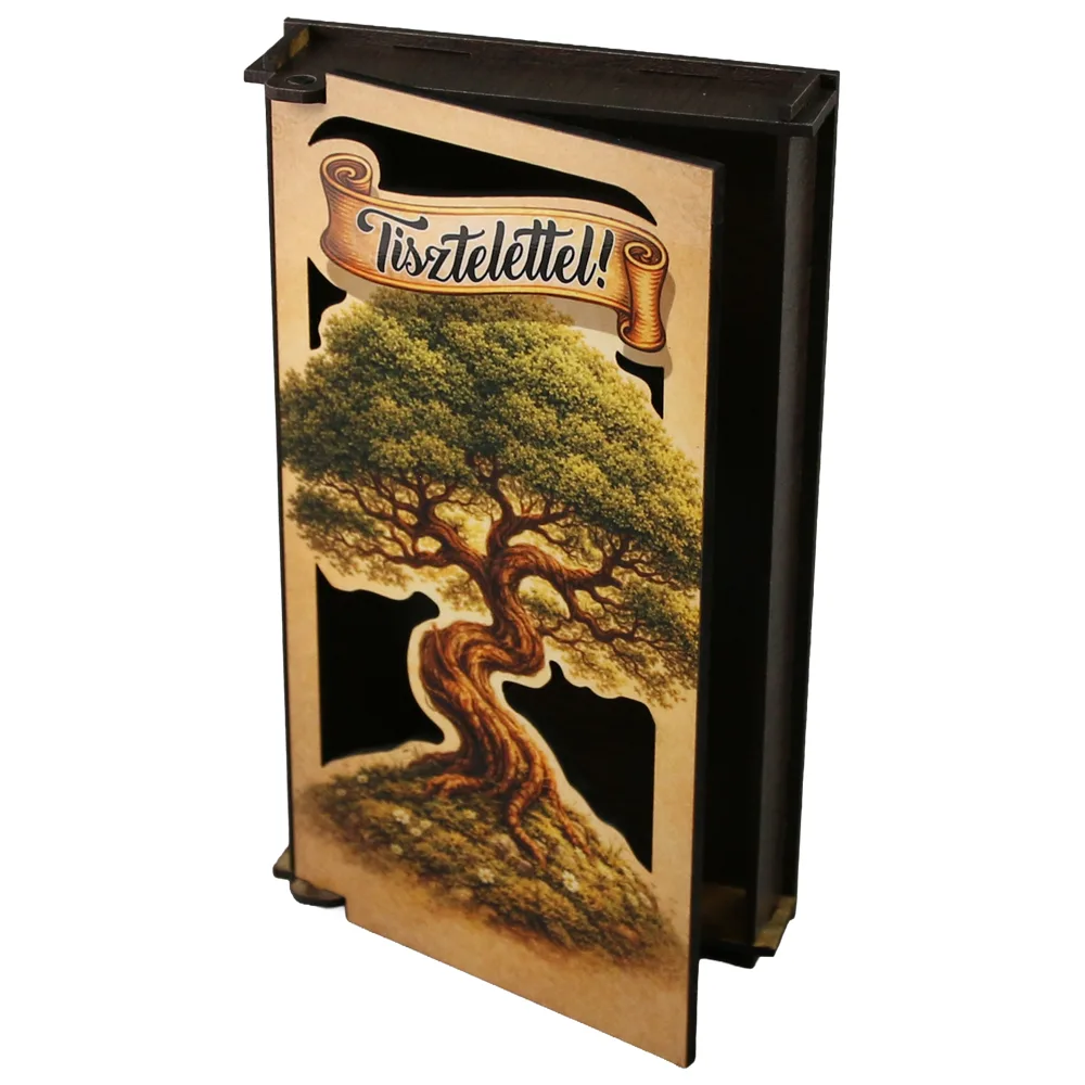 Caseta cadou din lemn pentru bani "Tisztelettel!" 17.5 x 10 cm Caseta cadou din lemn pentru bani "Tisztelettel!" 17.5 x 10 cm