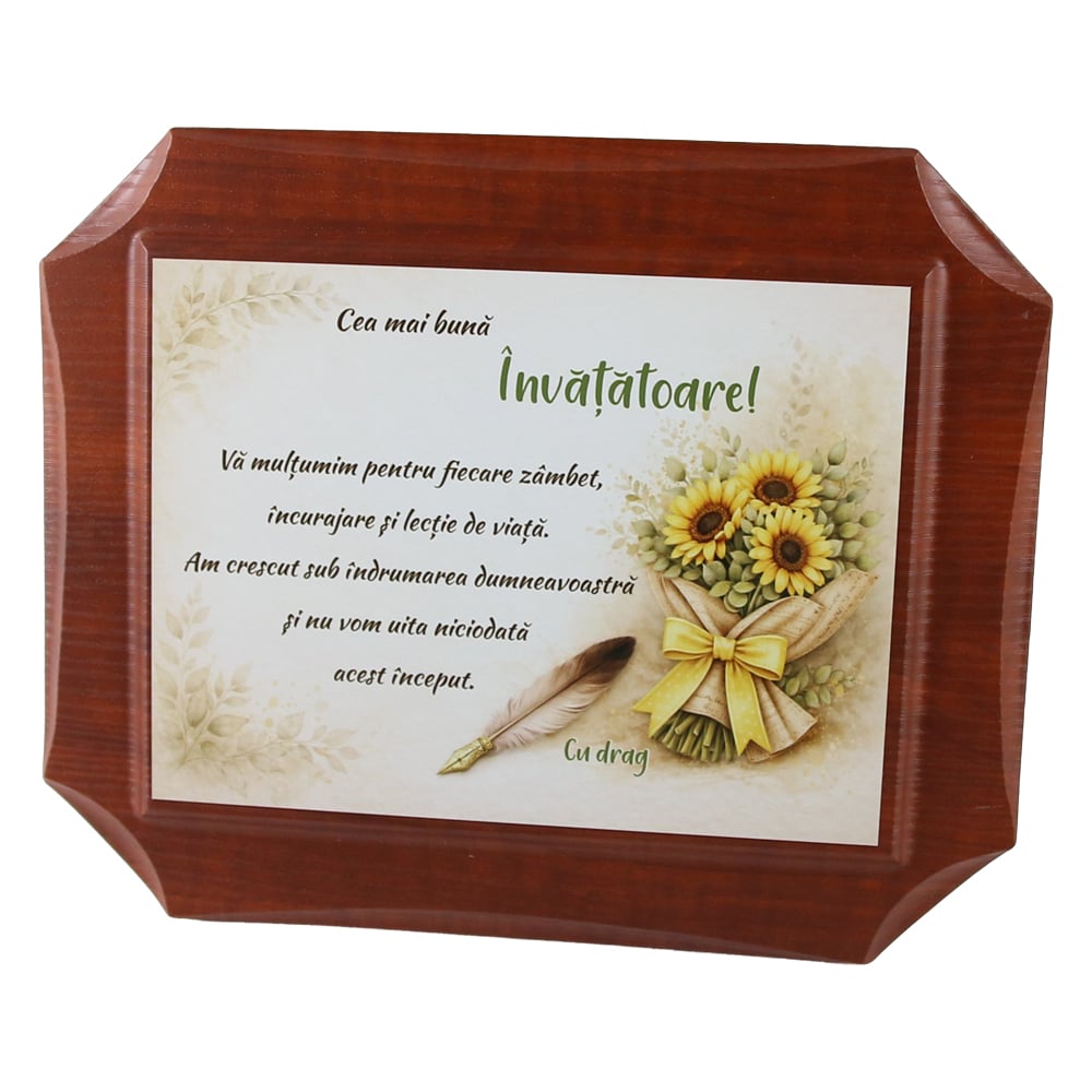 Placheta din lemn "Cea mai buna Invatatoare!..." 27 x 22 cm Placheta din lemn "Cea mai buna Invatatoare!..." 27 x 22 cm