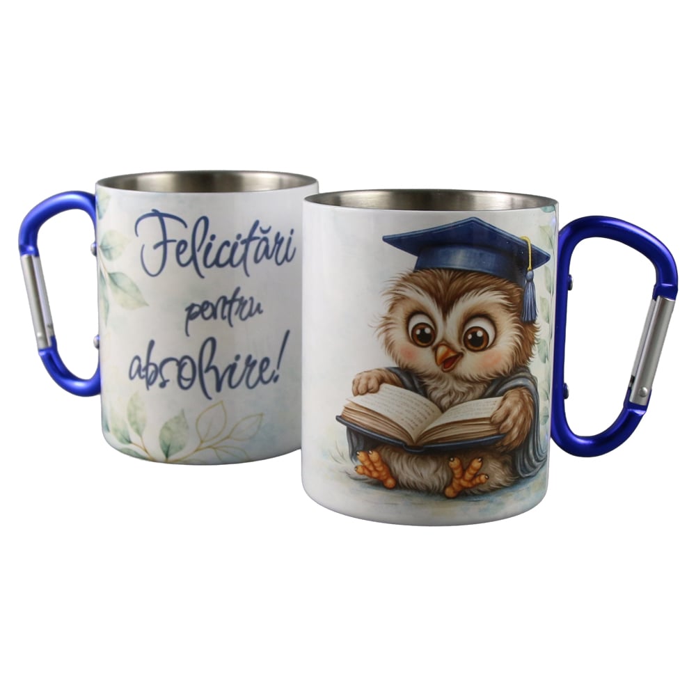 Cana metalica cu carabina "Felicitari pentru Absolvire!" 240 ml Cana metalica cu carabina "Felicitari pentru Absolvire!" 240 ml