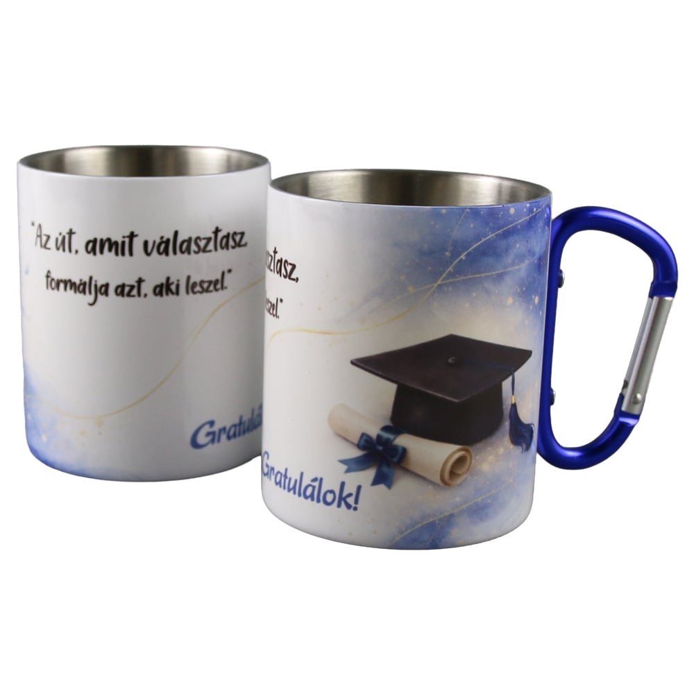 Cana metalica cu carabina pentru absolvire "Az ut amit valasztasz..." 240 ml Cana metalica cu carabina pentru absolvire "Az ut amit valasztasz..." 240 ml