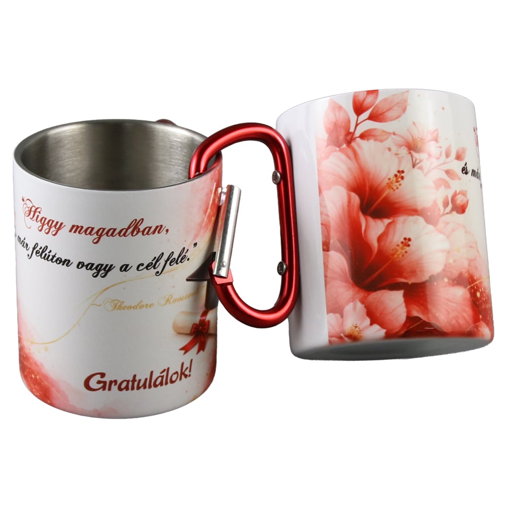 Cana metalica cu carabina pentru absolvire "Higgy magadban..." 240 ml Cana metalica cu carabina pentru absolvire "Higgy magadban..." 240 ml