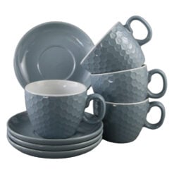 Set 4 cesti din ceramica cu farfurii 230 ml