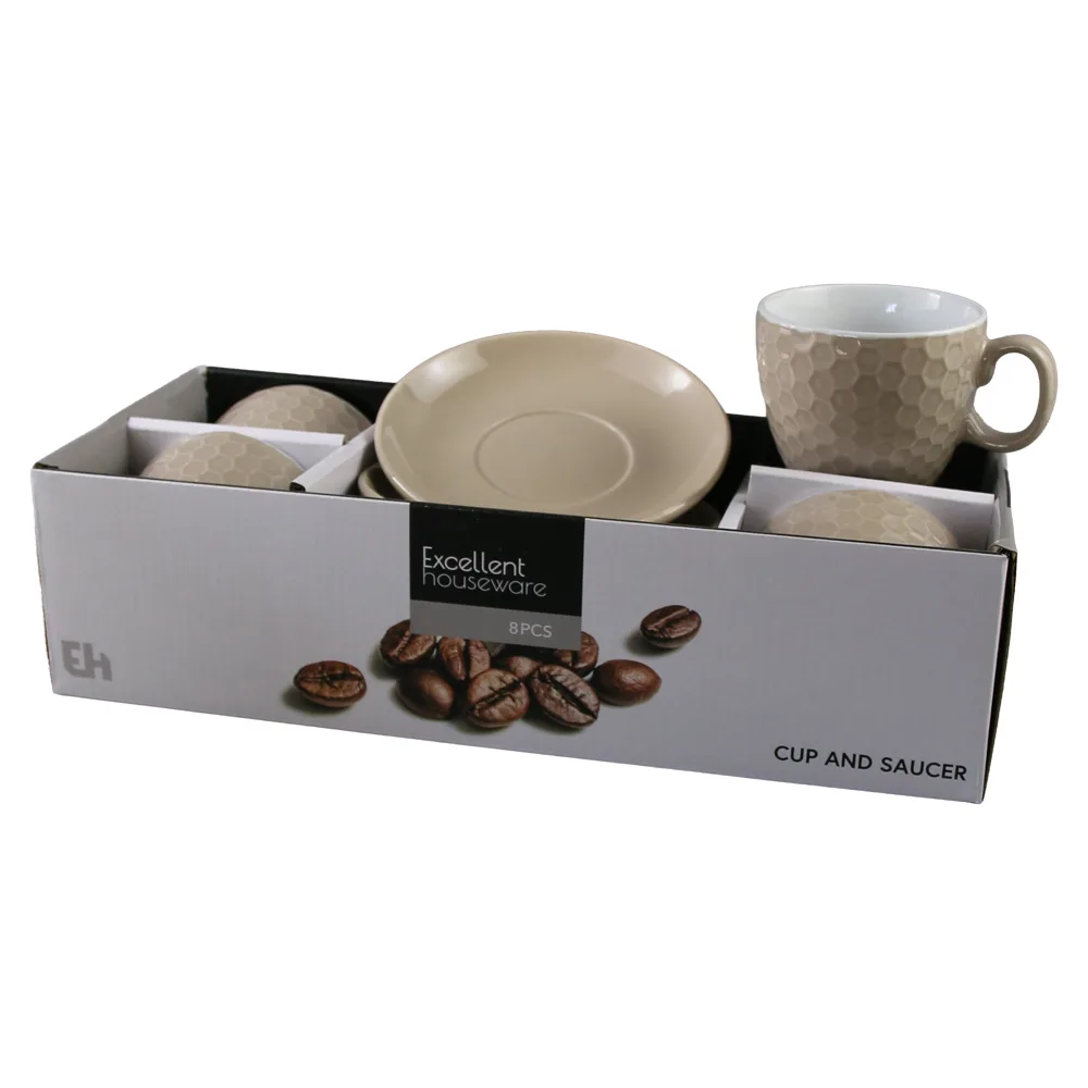 Set 4 cesti din ceramica cu farfurii 230 ml
