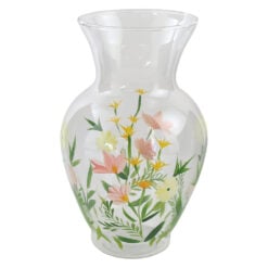 Vaza din sticla decorata cu flori de camp 20 cm