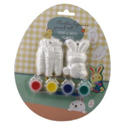 Set de 2 figurine din ipsos pentru colorat cu vopsele si o pensula