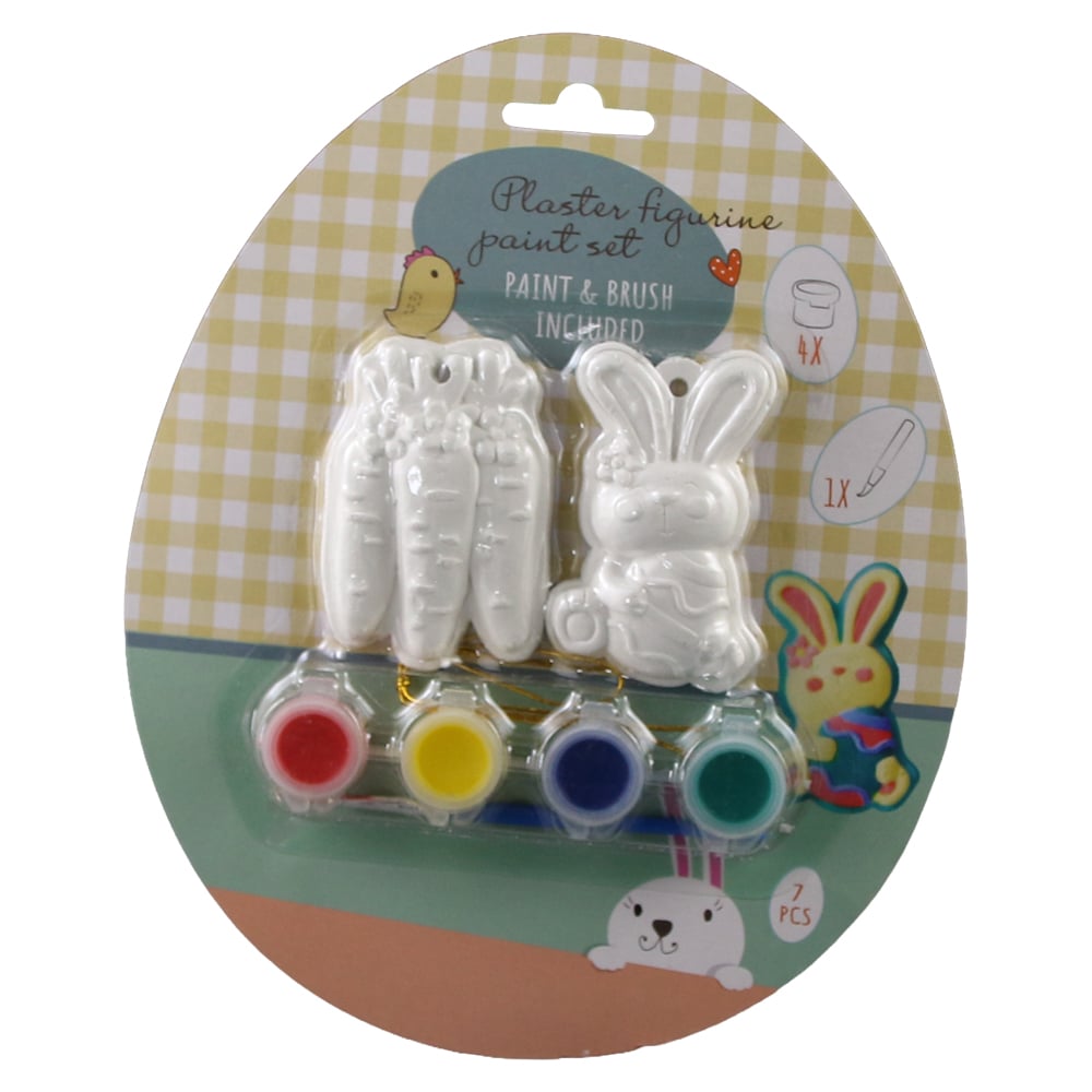 Set de 2 figurine din ipsos pentru colorat cu vopsele si o pensula Set de 2 figurine din ipsos pentru colorat cu vopsele si o pensula