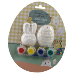 Set de 2 figurine din ipsos pentru colorat cu vopsele si o pensula