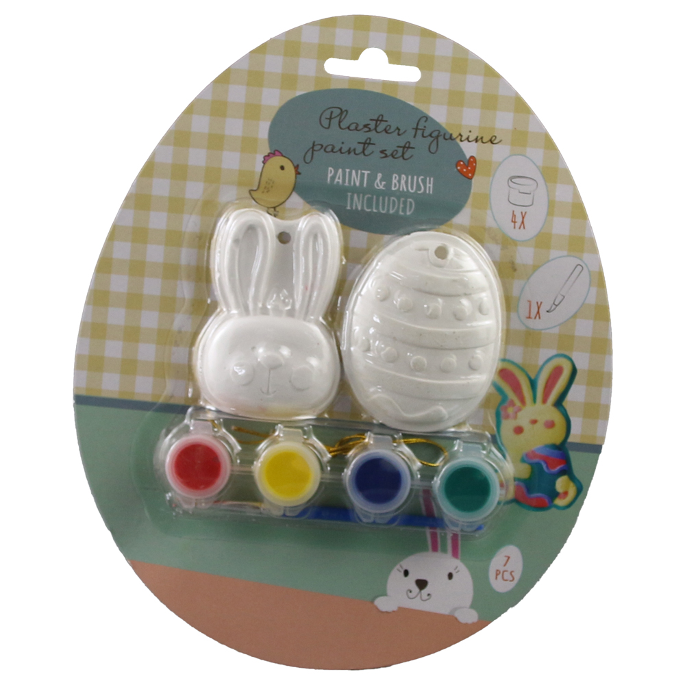 Set de 2 figurine din ipsos pentru colorat cu vopsele si o pensula Set de 2 figurine din ipsos pentru colorat cu vopsele si o pensula