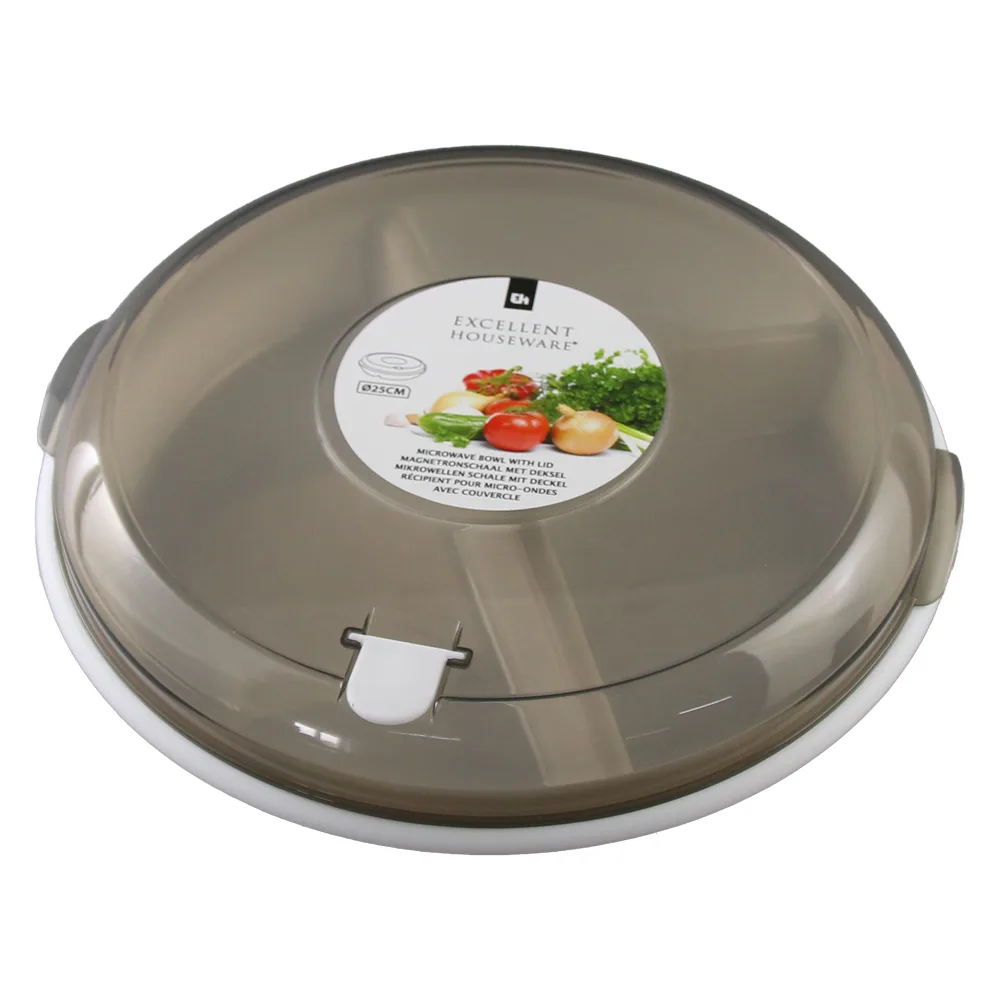 Bol compartimentat pentru microunde cu capac din plastic 25 cm Bol compartimentat pentru microunde cu capac din plastic 25 cm