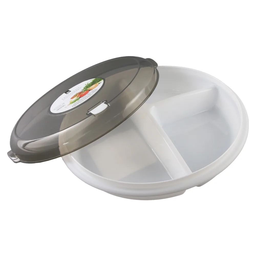 Bol compartimentat pentru microunde cu capac din plastic 25 cm Bol compartimentat pentru microunde cu capac din plastic 25 cm
