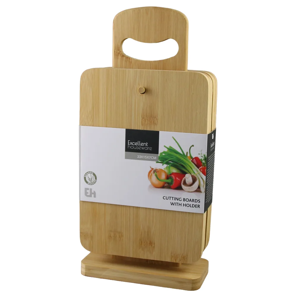 Set 6 tocatoare din bambus cu suport 15 x 22 cm (suport 33 cm) Set 6 tocatoare din bambus cu suport 15 x 22 cm (suport 33 cm)