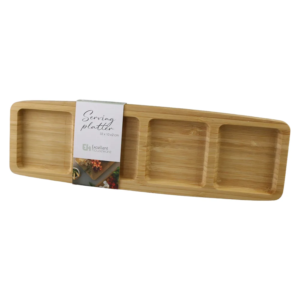 Platou de servire din bambus cu 4 compartimente 33 x 10  cm
