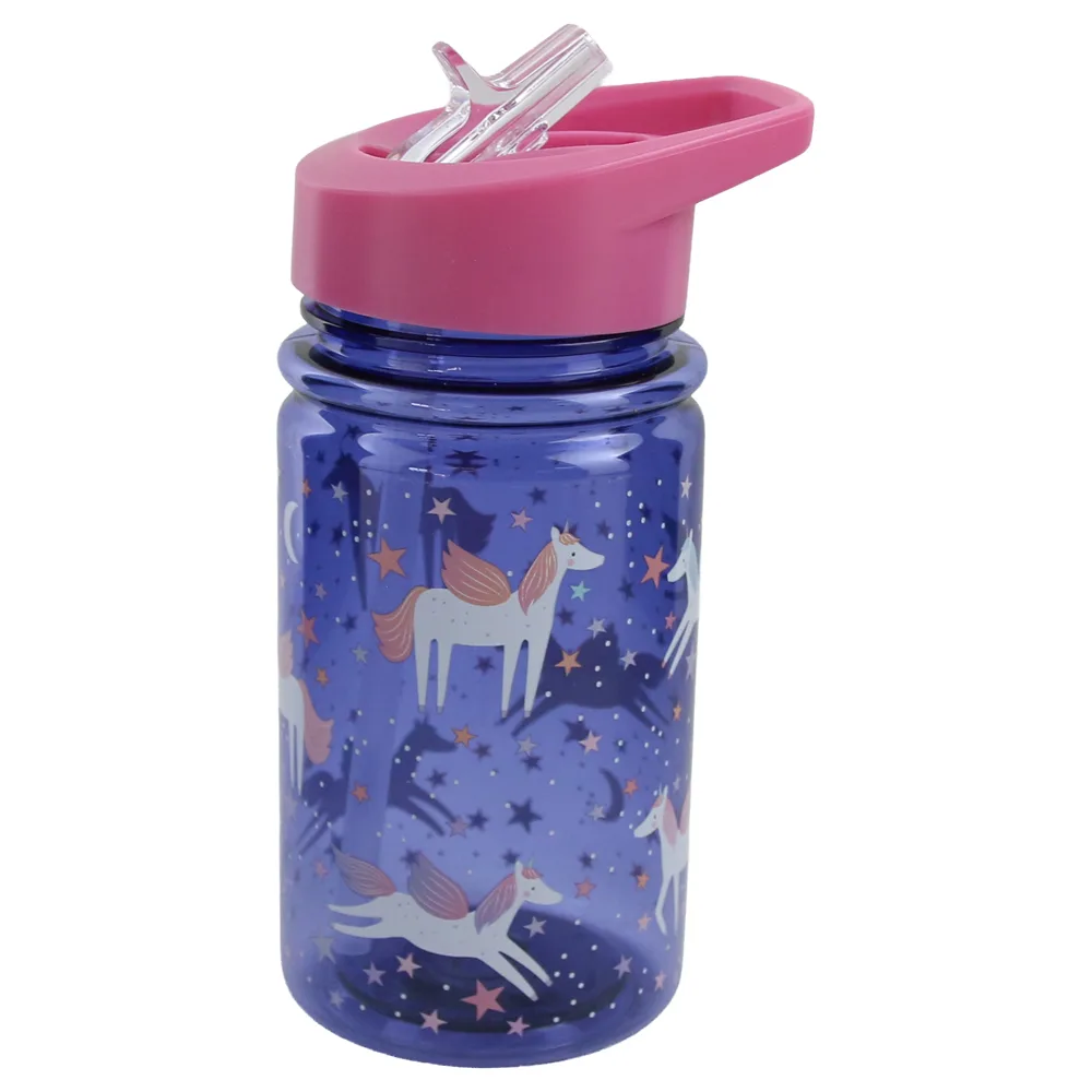 Sticla sport din plastic cu pai 450 ml modele variate Sticla sport din plastic cu pai 450 ml modele variate