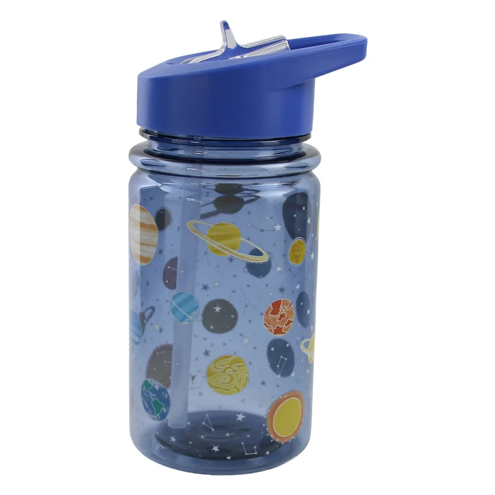Sticla sport din plastic cu pai 450 ml modele variate Sticla sport din plastic cu pai 450 ml modele variate