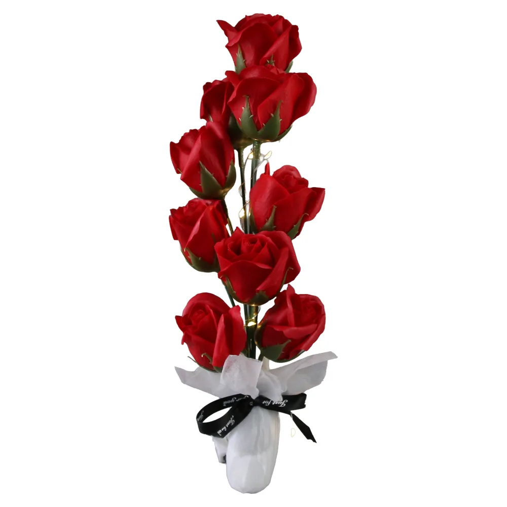 Buchet decorativ trandafir cu 10 LED-uri Buchet decorativ trandafir cu 10 LED-uri