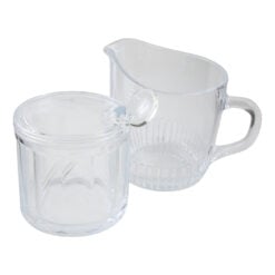 Set zaharnita din sticla cu lingurita si cana pentru lapte 280 / 350 ml