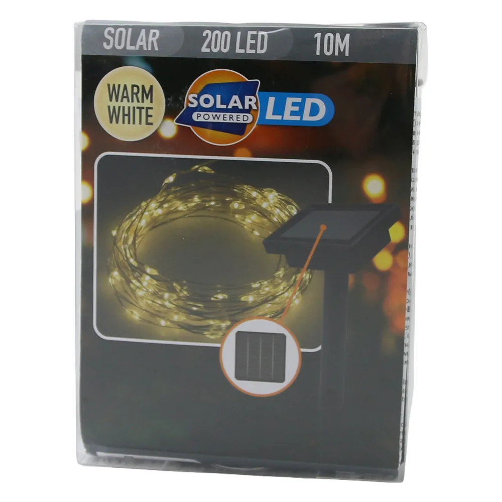 Instalatie LED solara cu 200 LED-uri 10 m alb cald Instalatie LED solara cu 200 LED-uri 10 m alb cald