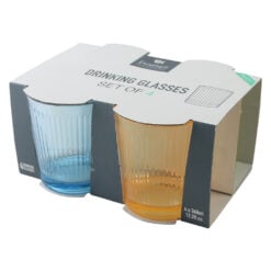 Set 4 pahare din sticla colorata 360 ml in 4 culori Excellent Houseware
