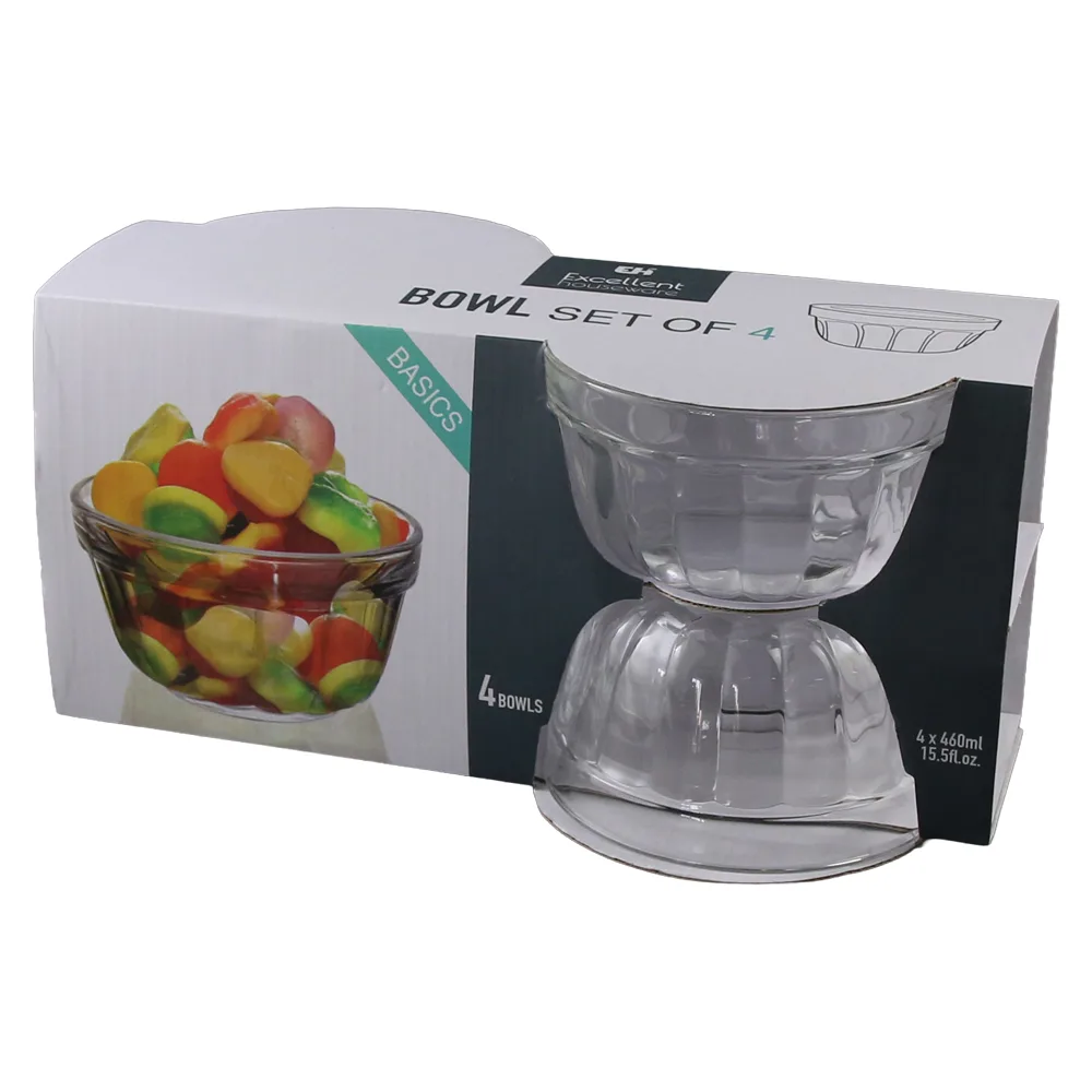 Set 4 boluri din sticla 460 ml