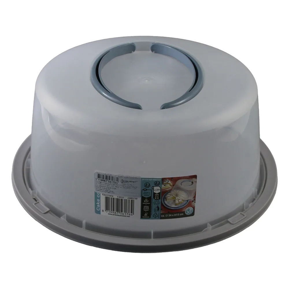 Suport tort rotund cu capac din plastic 34 x 15 cm Suport tort rotund cu capac din plastic 34 x 15 cm