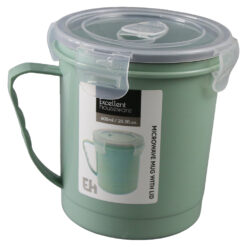 Cana din plastic pentru microunde cu capac 600 ml