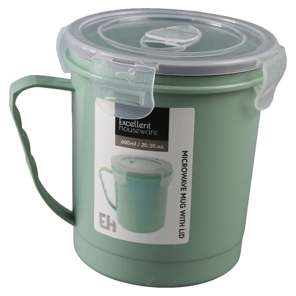 Cana din plastic pentru microunde cu capac 600 ml Cana din plastic pentru microunde cu capac 600 ml