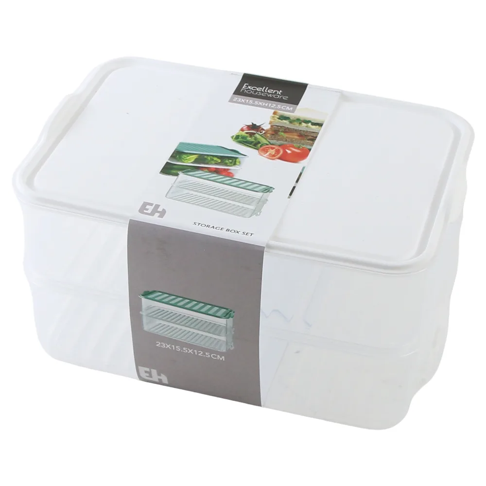 Set 2 cutii pentru alimente din plastic 23 x 15.5 x 12.5 cm Excellent Houseware Set 2 cutii pentru alimente din plastic 23 x 15.5 x 12.5 cm Excellent Houseware