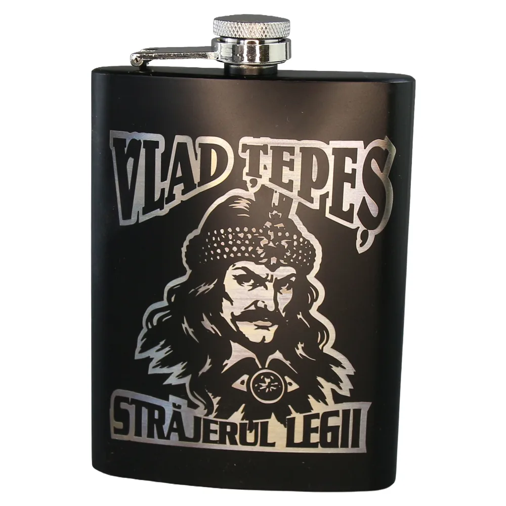 Plosca metalica gravata 220 ml "Vlad Tepes