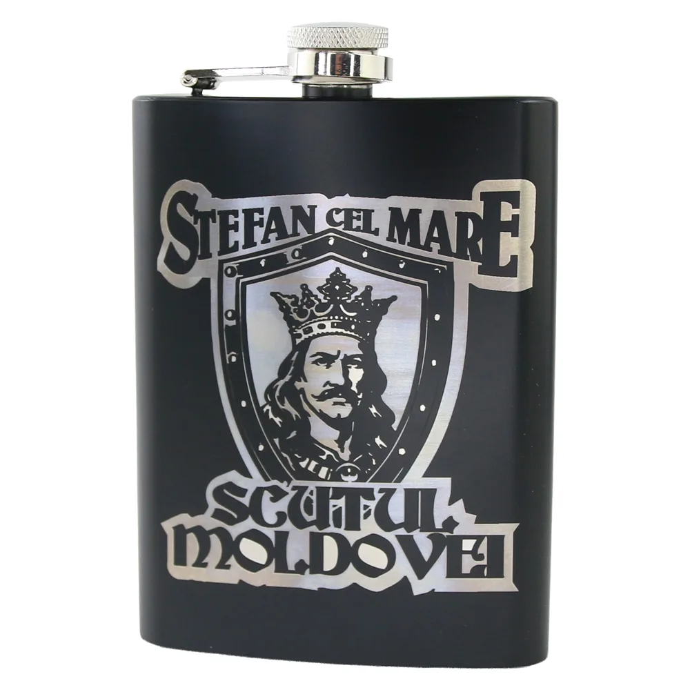 Plosca metalica gravata 220 ml "Stefan cel Mare Plosca metalica gravata 220 ml "Stefan cel Mare