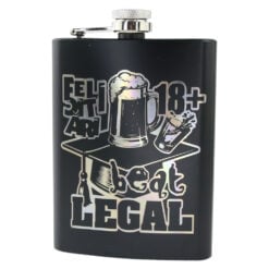 Plosca metalica gravata 220 ml "Felicitari 18+ Beat legal"