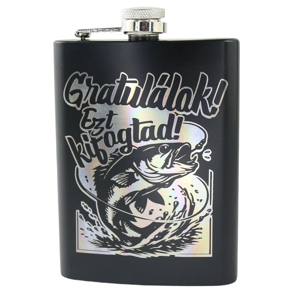 Plosca metalica gravata 220 ml "Gratulalok! Ezt kifogtad!"