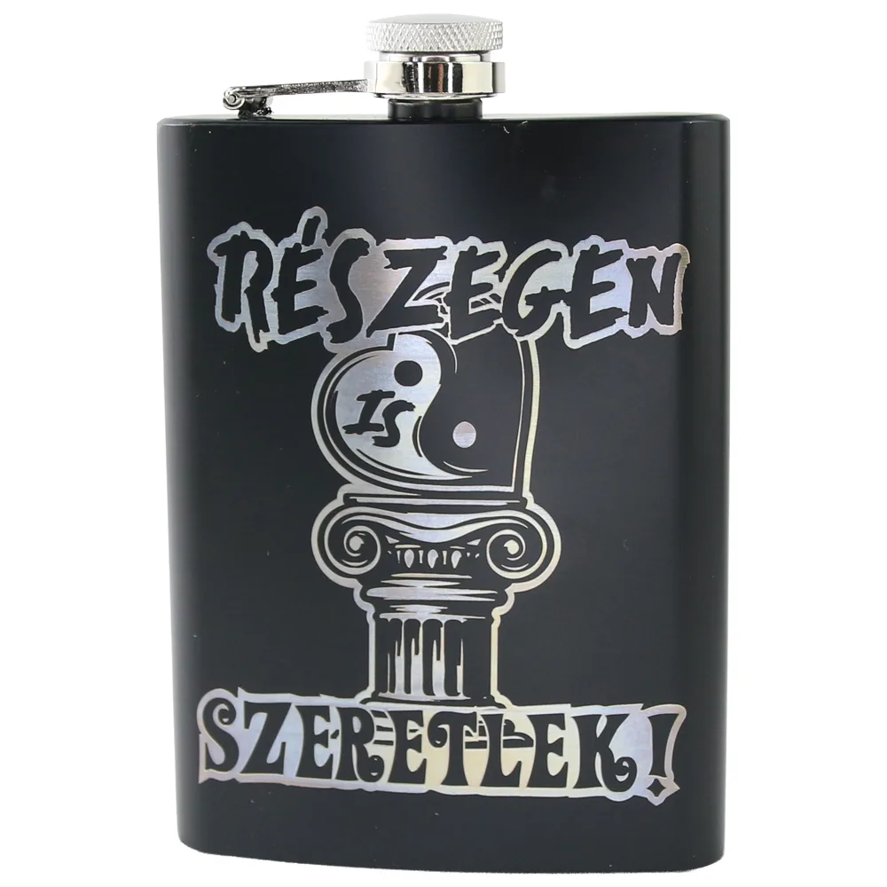 Plosca metalica gravata 220 ml "Reszegen is szeretlek!"