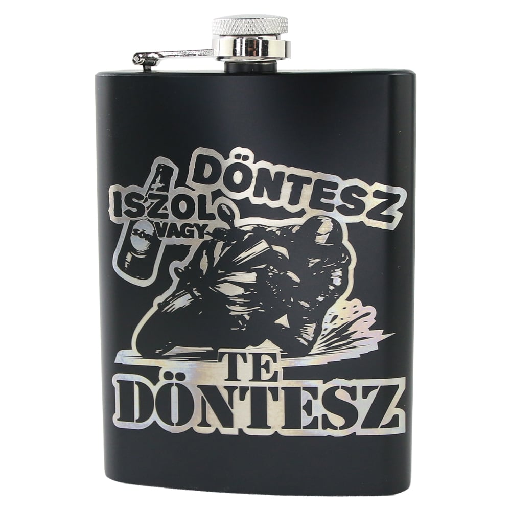 Plosca metalica gravata 220 ml "Iszol vagy dontesz! Te dontesz!" Plosca metalica gravata 220 ml "Iszol vagy dontesz! Te dontesz!"