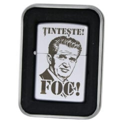 Bricheta metalica gravata "Tinteste! Foc!" 3.5 x 5.5 cm