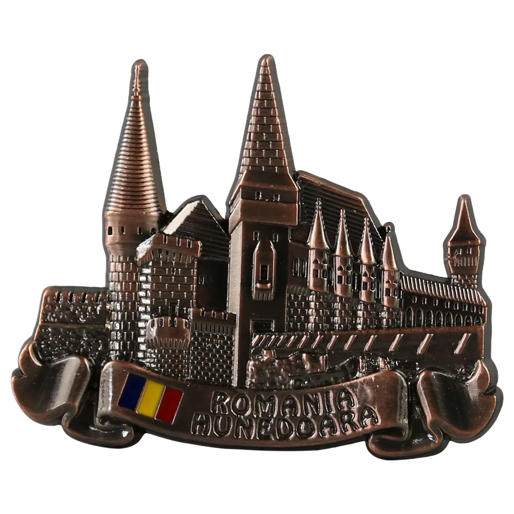 Magnet de frigider metalic "Romania / Hunedoara" 7 x 5.5 cm