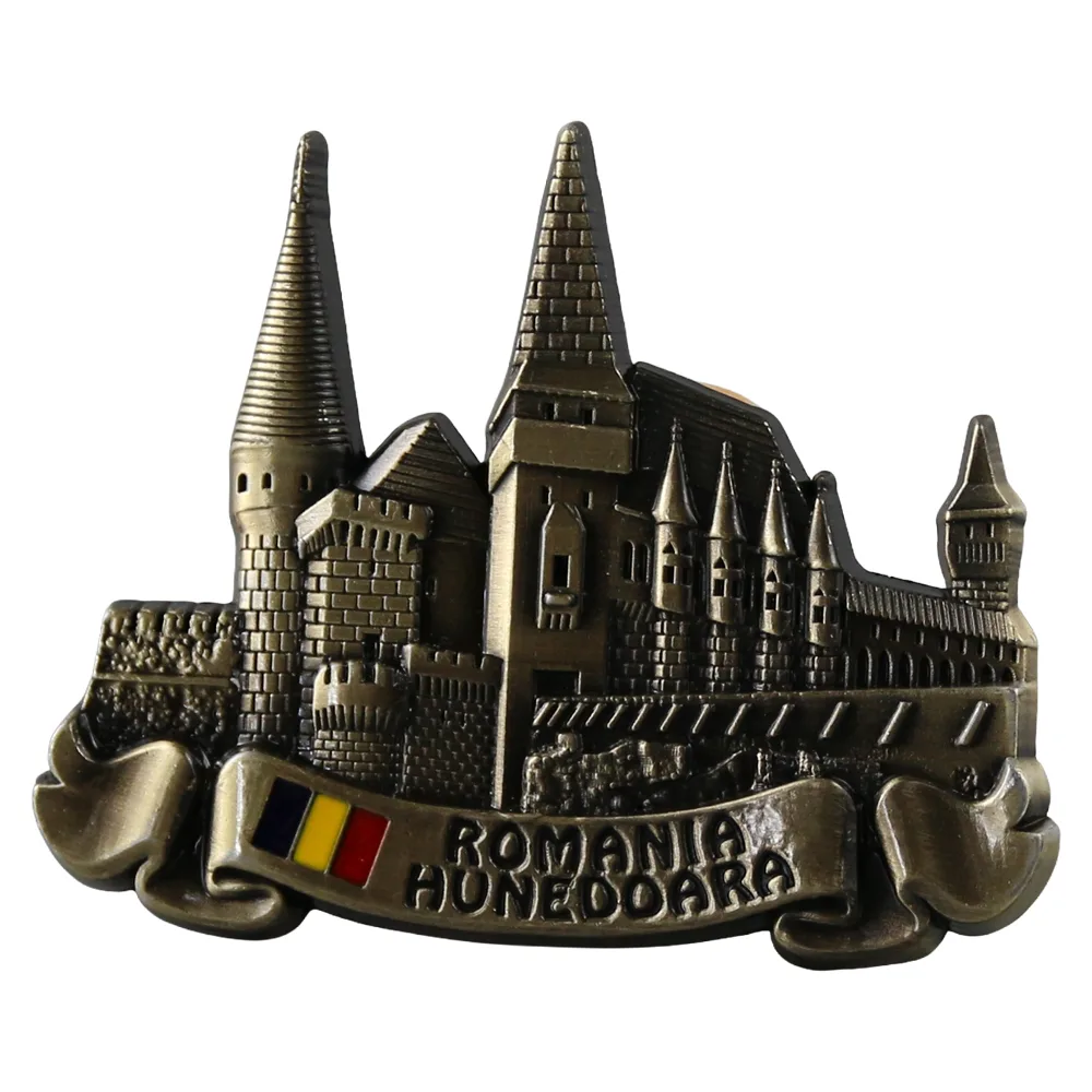 Magnet de frigider metalic "Romania / Hunedoara" 7 x 5.5 cm