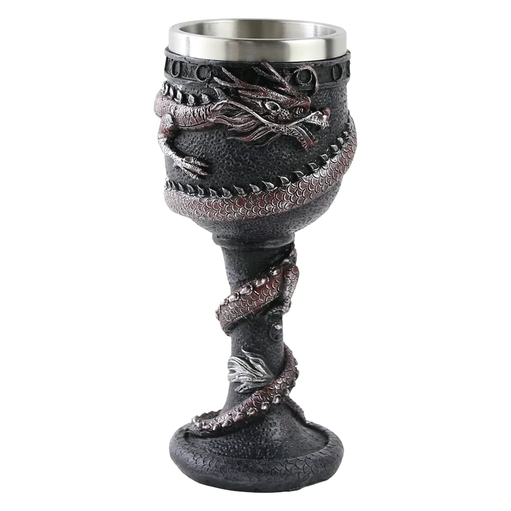 Pocal din metal si rasina Dragon 9 x 19 cm