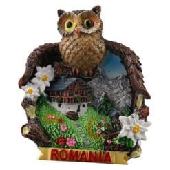 Magnet frigider din rasina "Romania" 6 x 7 cm