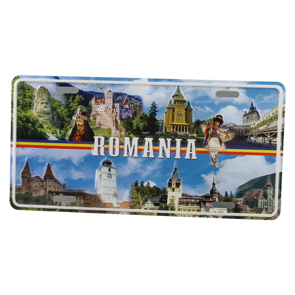 Placheta metalica "Romania" 30 x 15 cm