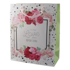 Punga cadou din hartie 26 x 32 cm "A true Love story never ends"