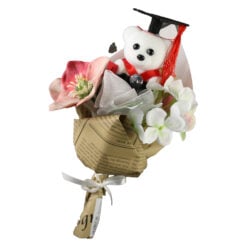Buchet floral pentru absolventi cu ursulet 26 cm