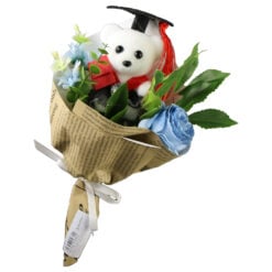 Buchet floral pentru absolventi cu ursulet 26 cm
